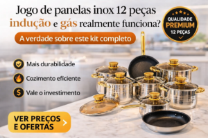 Jogo de panelas inox 12 peças indução e gás comprar com acabamento premium ideal para uso diário com alta durabilidade e eficiência Conjunto de panelas aço inox 12 peças compatível com fogão a gás e indução oferecendo praticidade, resistência e design moderno para cozinha