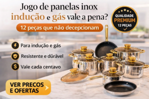 Jogo de panelas inox indução e gás 12 peças comprar com acabamento premium ideal para cozinhar com eficiência e durabilidade no dia a dia Conjunto de panelas aço inox 12 peças compatível com fogão a gás e indução oferecendo praticidade, resistência e design moderno