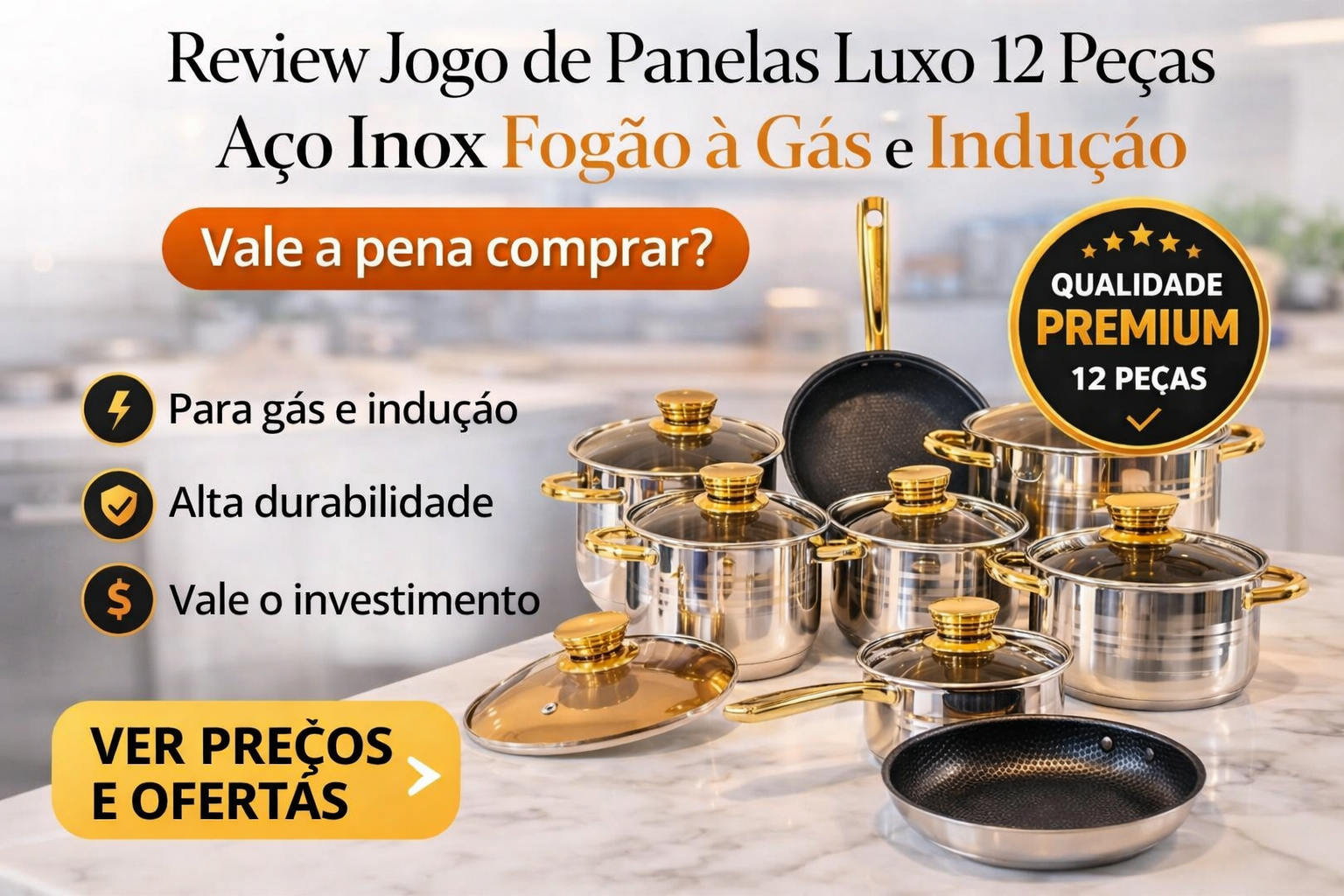 Jogo de panelas inox 12 peças indução e gás comprar com design moderno e alta durabilidade ideal para uso diário em qualquer tipo de fogão Conjunto de panelas aço inox 12 peças compatível com fogão a gás e indução oferecendo eficiência, resistência e excelente custo benefício