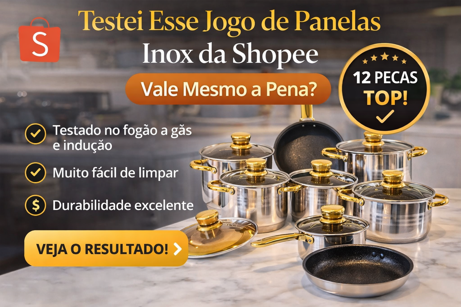 Jogo de panelas inox 12 peças Shopee comprar com design moderno e alta durabilidade ideal para fogão a gás e indução Conjunto de panelas aço inox 12 peças completo com excelente custo benefício perfeito para quem busca qualidade e praticidade na cozinha